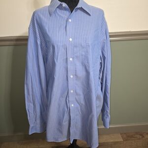 Lands' End Light Blue Pinstripe Dress Shirt